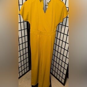 NWOT Charming Charlie Gold Jumpsuit Size L